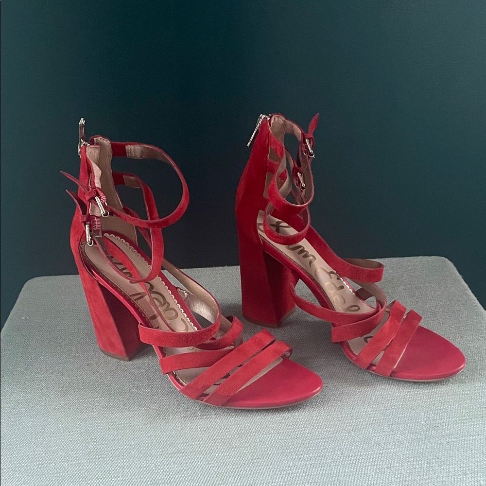 Red Strappy Heeled Sandals